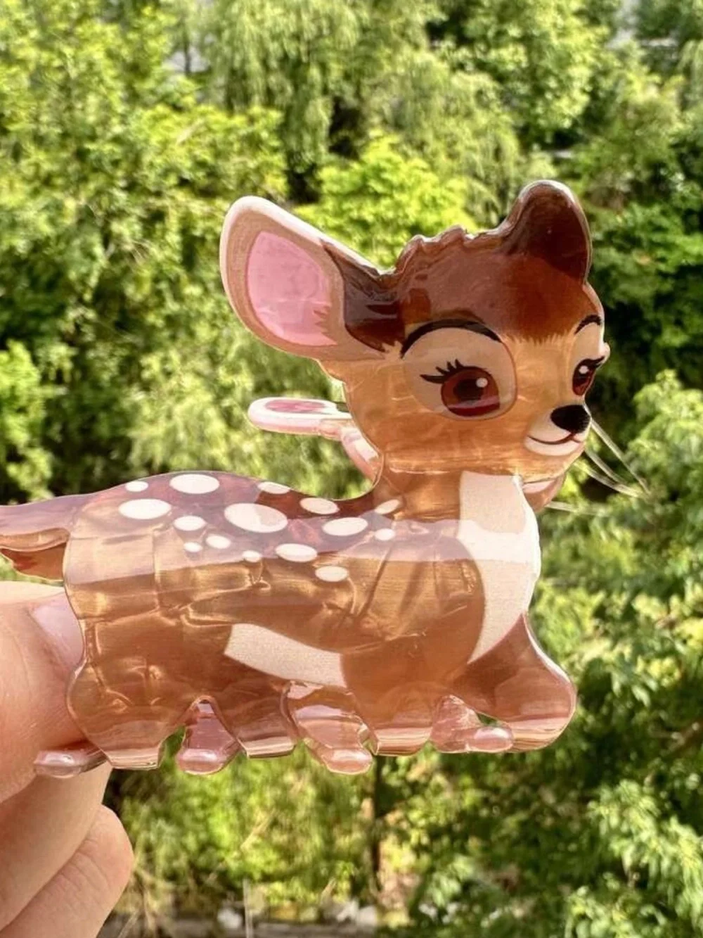 Cute Deer Acrylic Hair Clip - Brown & Pink Bambi